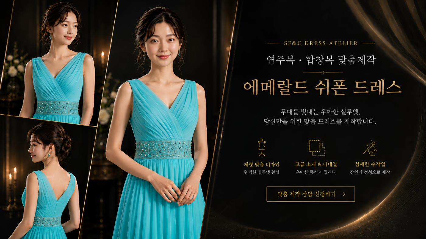 에메랄드 쉬폰 드레스